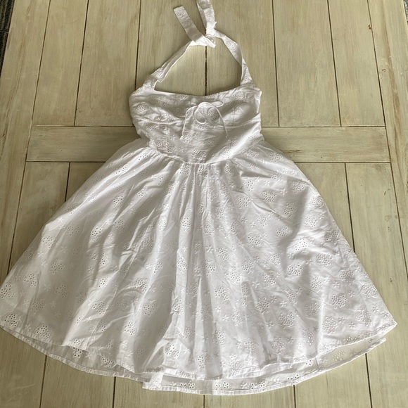 For Love and Lemons MARLA White Eyelet Halter Empire Waist Dress Small - Picture 3 of 8